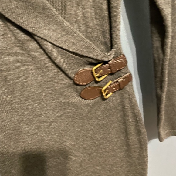 Chaps Shawl Collar Faux-Wrap Dress Gray Size XS - Picture 4 of 5